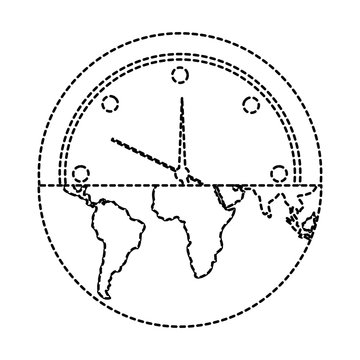earth globe clock time ecology concept vector illustration sticker design image