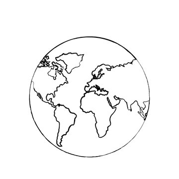 earth planet world globe map icon vector illustration sketch image