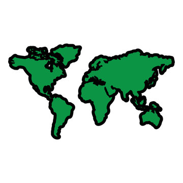 map of the world with countries continent vector illustration  green image