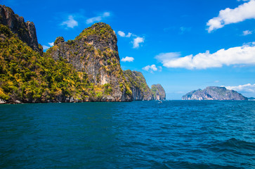 Cliffs and clear sea very near Phi Phi , Thailand