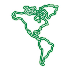 north and south america map continent vector illustration  green line design