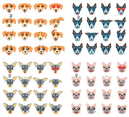 Set of different breeds of dogs Emoji Emoticon Expression