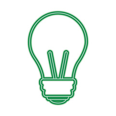 light bulb eletric illumination lamp icon vector illustration green line design