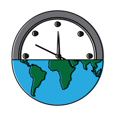 earth globe clock time ecology concept vector illustration