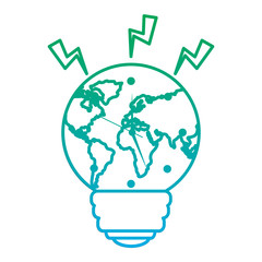 bulb shape earth planet clock time ecology energy vector illustration blue and green line degrade color