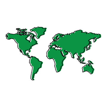 map of the world with countries continent vector illustration  green design image
