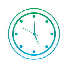 round clock time hour device count icon vector illustration blue and green line degrade color