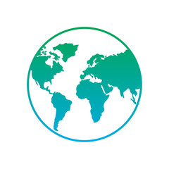 Fototapeta na wymiar earth planet world globe map icon vector illustration blue and green line degrade color