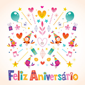Feliz Aniversario Brazilian Portuguese Happy Birthday card