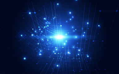 Abstract digital technology connection on Earth concept background, vector illustration