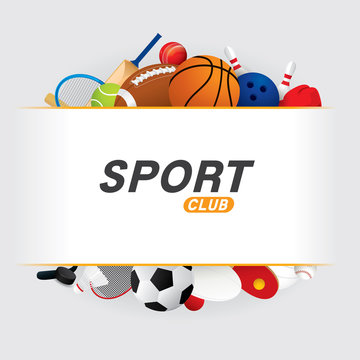 Vector sport ball and equipment  background.