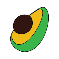 half fresh avocado fruit exotic oraganic vector illustration