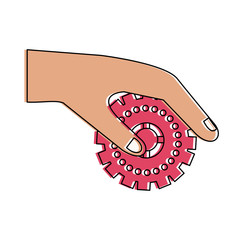 Hand with gear icon vector illustration graphic design