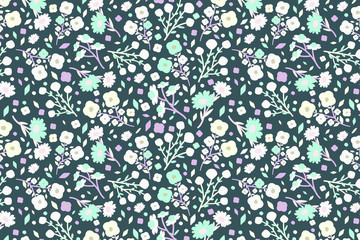 Seamless pattern of wild flowers background.