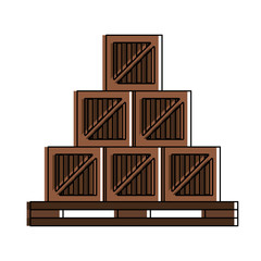 Videogame wooden boxes cartoon icon vector illustration graphic design © Jemastock