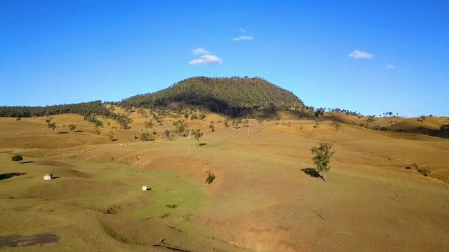 Aerial view of Mount Walker in the afternoon in Queensland, Australia