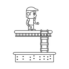 Pixelated game scenery icon vector illustration graphic design