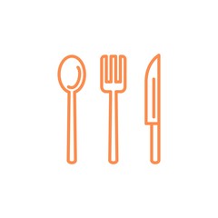 spoon fork knife restaurant icon. Kitchen appliances for cooking Illustration. Simple thin line style symbol.
