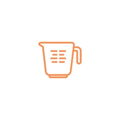 measuring water cup icon. Kitchen appliances for cooking Illustration. Simple thin line style symbol.
