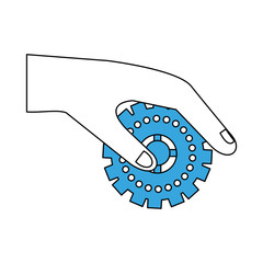 Hand with gear icon vector illustration graphic design