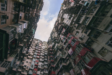 HongKong. Old tall and dense residential building in Hong Kong.