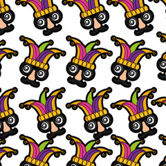 funny mask silly glasses mustache hat carnival background vector illustration