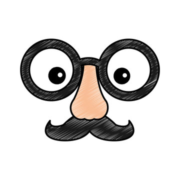 funny fake mask made of glasses mustache and nose vector illustration color  drawing design Stock-vektor | Adobe Stock