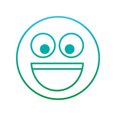 Fototapeta premium smile emoticon laughing happy icon vector illustration blue and green degrade line