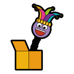 joke box smile emoticon jester hat cheerful vector illustration