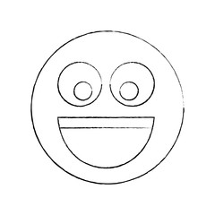 smile emoticon laughing happy icon vector illustration sketch design
