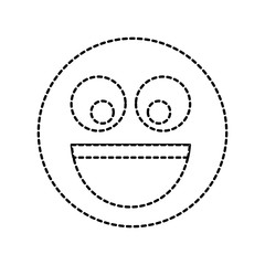 smile emoticon laughing happy icon vector illustration dotted line design