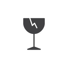 Fragile icon vector, filled flat sign, solid pictogram isolated on white. Broken glass symbol, logo illustration.