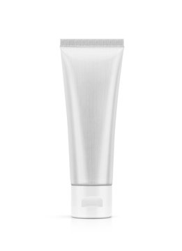 blank packaging aluminum toothpaste tube isolated on white background