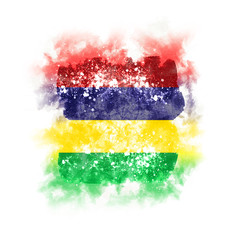 Square grunge flag of mauritius