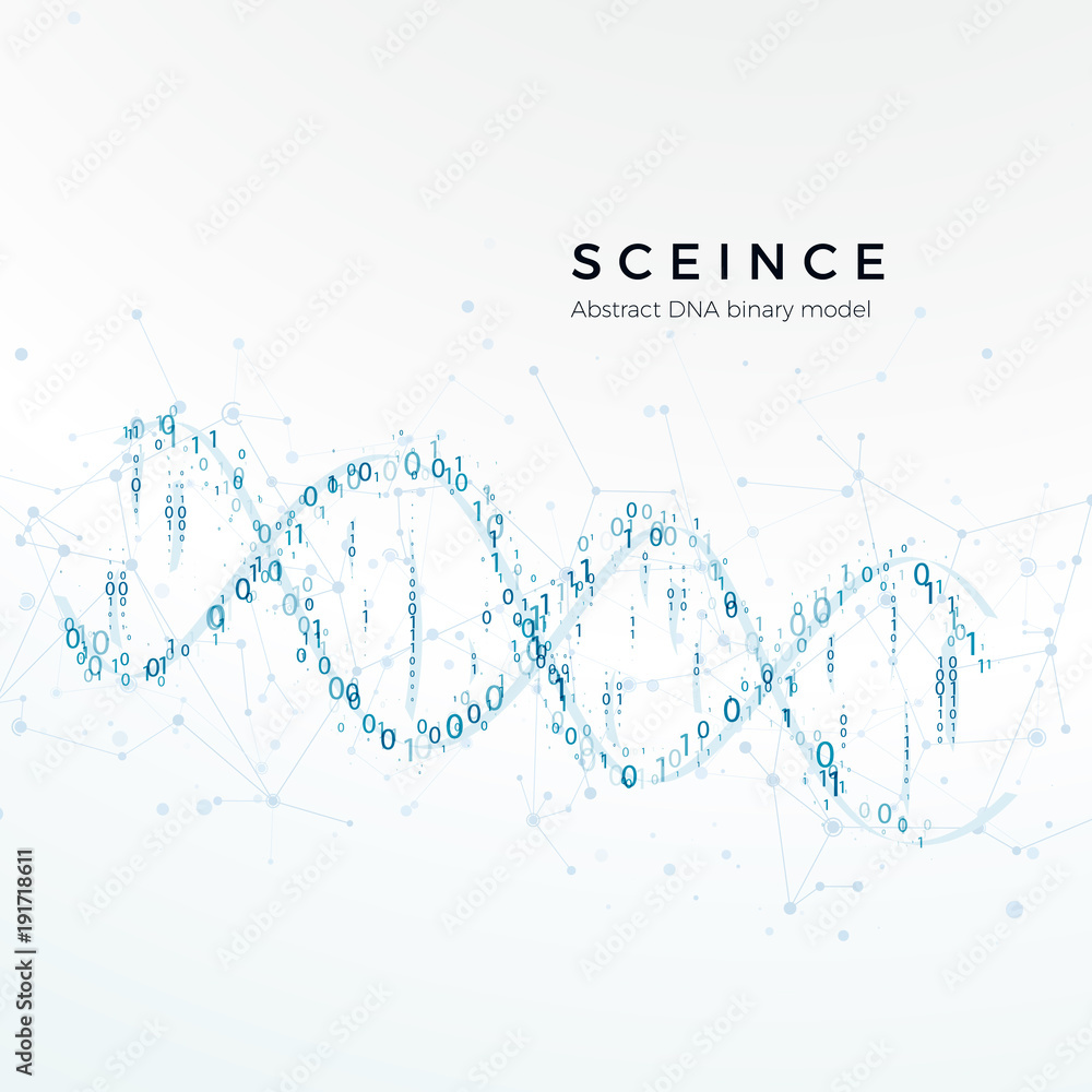 Poster abstract dna binary model. genetic code. science and futuristic concept. vector illustration isolate