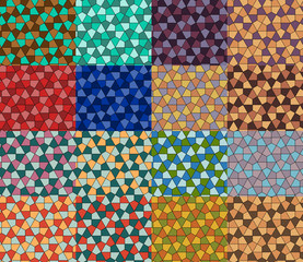 Seamless geometric pattern set simple flat vector illustration. Lined geometric color seamless pattern