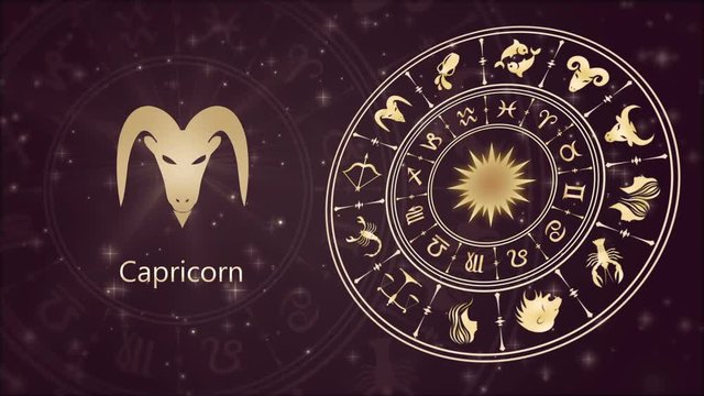 Zodiac sign Capricorn and horoscope wheel