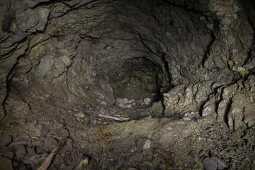 Underground abandoned gold ore mine shaft tunnel gallery