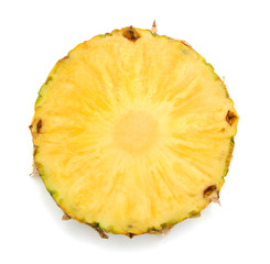 Slice of pineapple isolated on white - obrazy, fototapety, plakaty