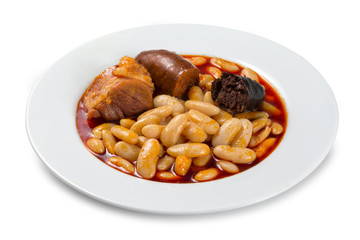 Plato típico de fabada asturiana