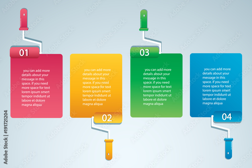 Poster paint roller with space for text info graphic vector template with 4 options. can be used for web, d