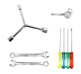set of tools isolated on white background