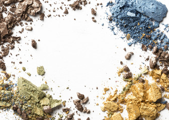 Make-up color frame on white background. Top view