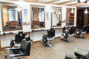 interior of a barber in a loft style