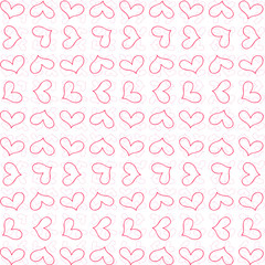 Vector retro cute seamless pattern with pink outline  hearts