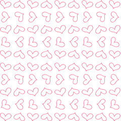 retro cute seamless pattern with red outline  hearts on white