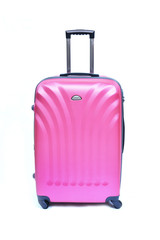 pink suitcase isolated on white background