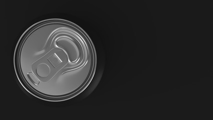 Blank small silver aluminium soda can mockup on black background