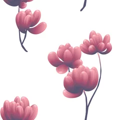 Fotobehang Seamless pattern, vintage purple Sedum Rubrotinctum plant on white background © momosama
