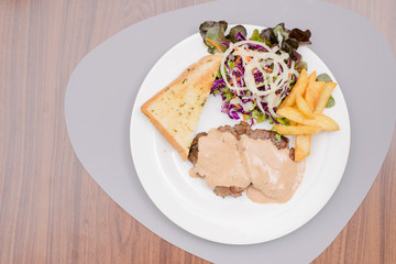 pork steak lunch